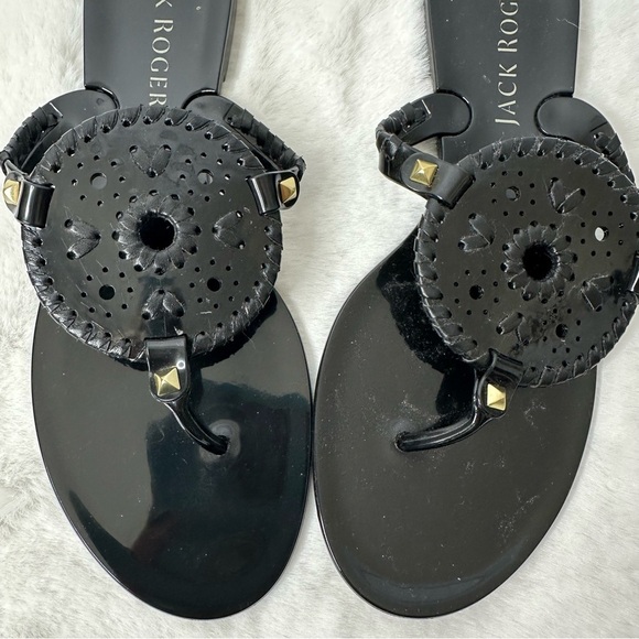 Jack Rogers Black Georgica Jelly Sandals Size 9 - Picture 2 of 4
